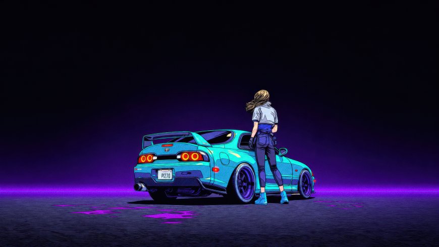 少女丰田汽车夜景二次元动漫电脑壁纸