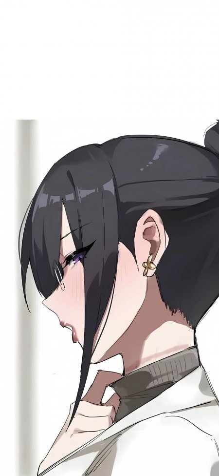 黑发眼镜娘侧颜冷艳气质动漫手机壁纸