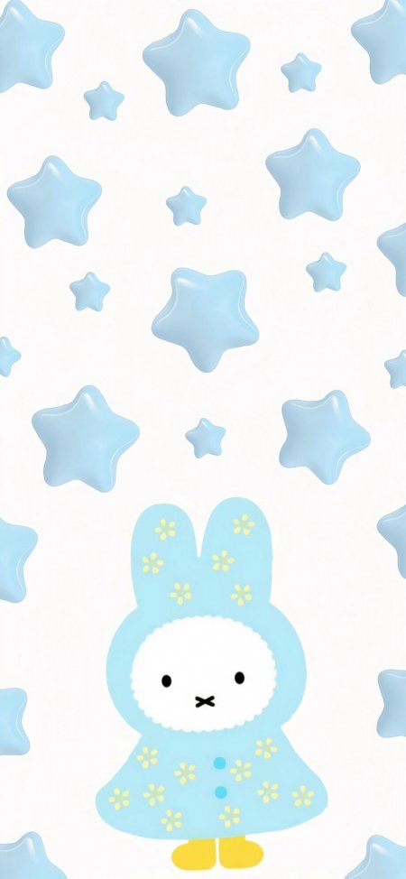 蓝星点缀兔子斗篷可爱动漫手机壁纸