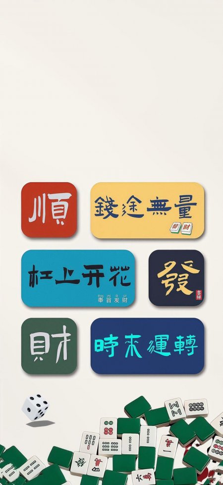 麻将发财转运吉祥贴纸情感文艺手机壁纸