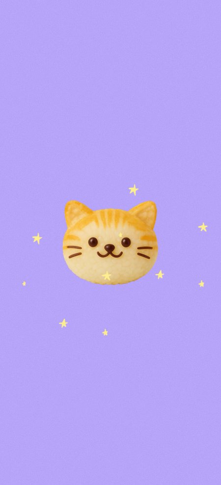 淡紫背景橘猫黄星简约动物手机壁纸