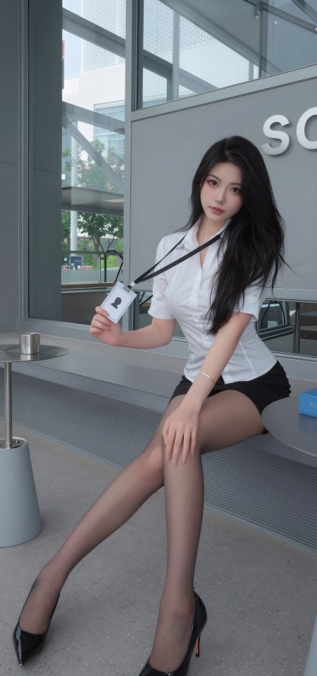 职场白衬衫黑丝短裙美女手机壁纸