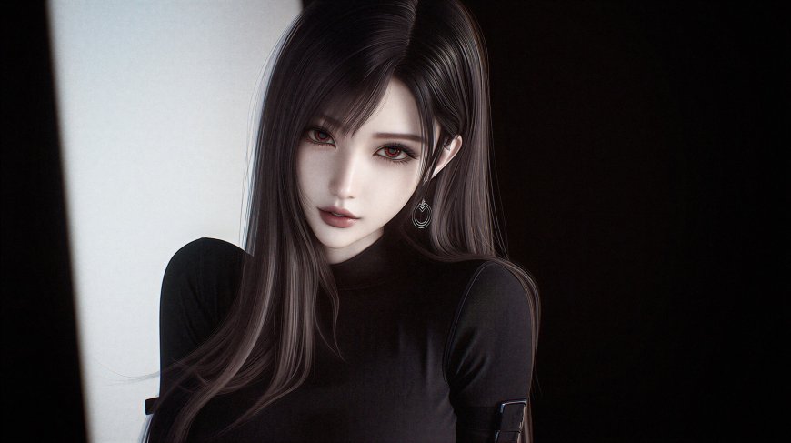 最终幻想蒂法黑发少女游戏电脑壁纸