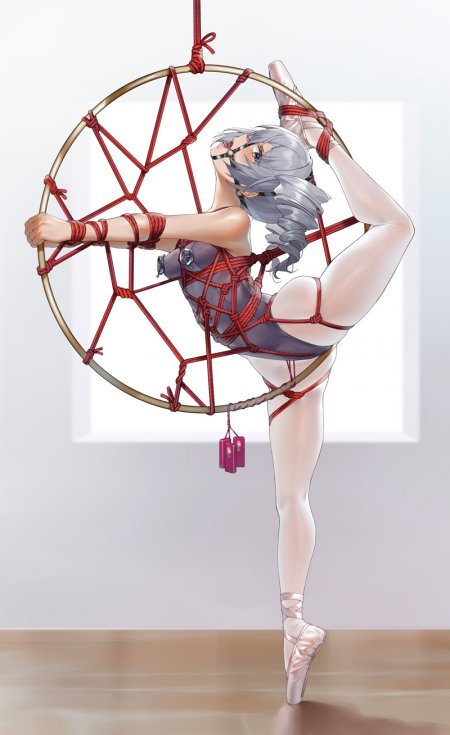 灰发少女圆环芭蕾红绳动漫手机壁纸