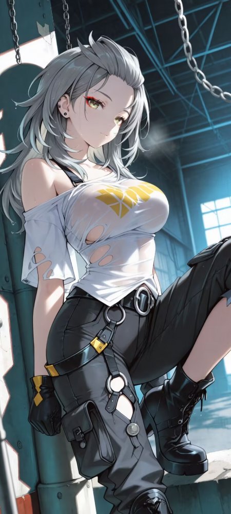 银发酷飒少女工业风动漫手机壁纸