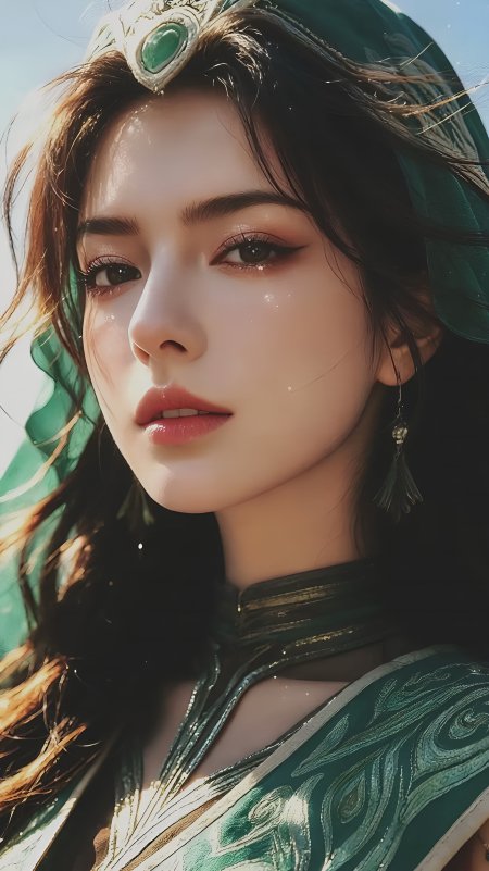 翡翠头饰古风仙侠少女动漫手机壁纸