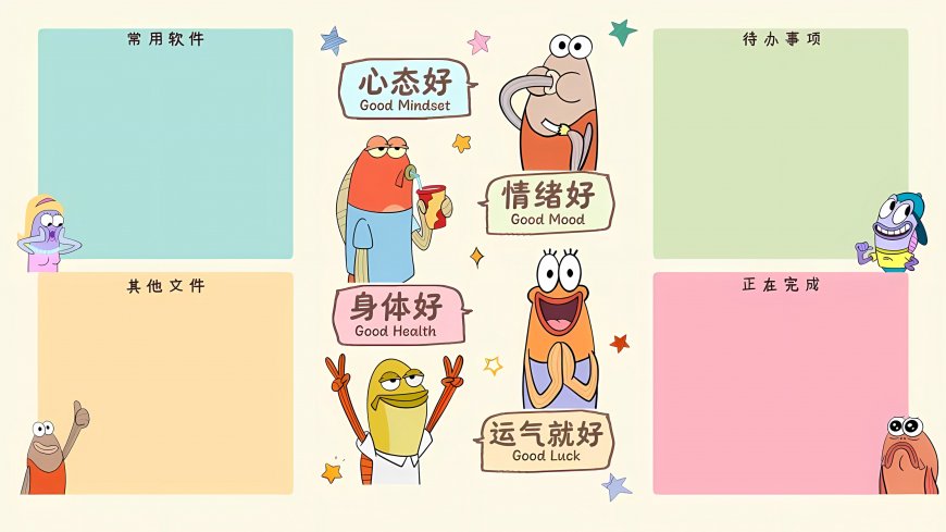 海绵宝宝路人鱼桌面整理分区励志创意电脑壁纸