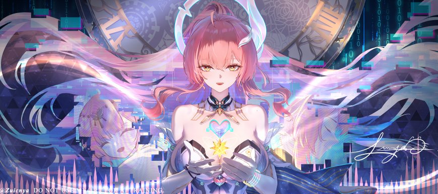 崩坏星穹铁道符玄少女时钟数字故障游戏电脑壁纸