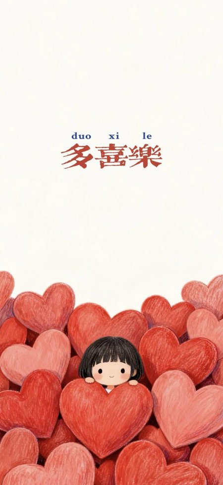 多喜乐爱心少女祝福情感文艺手机壁纸