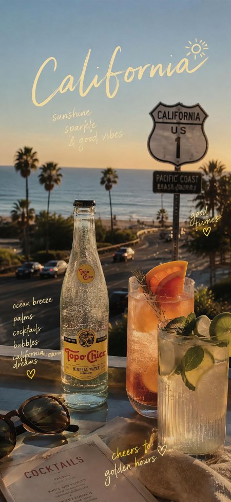 加州一号公路落日酒杯情感文艺手机壁纸