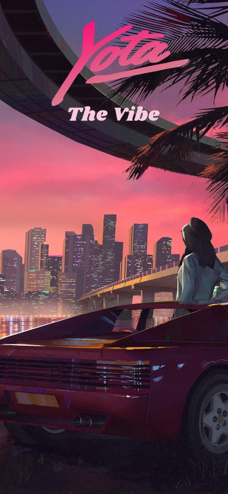 粉色夕阳红跑车少女背影动漫手机壁纸