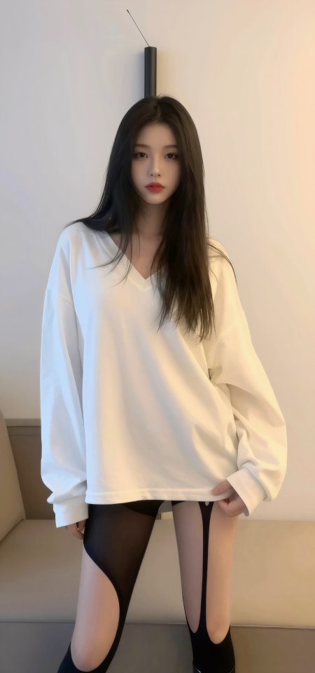 白毛衣长发美女纯欲风美女手机壁纸