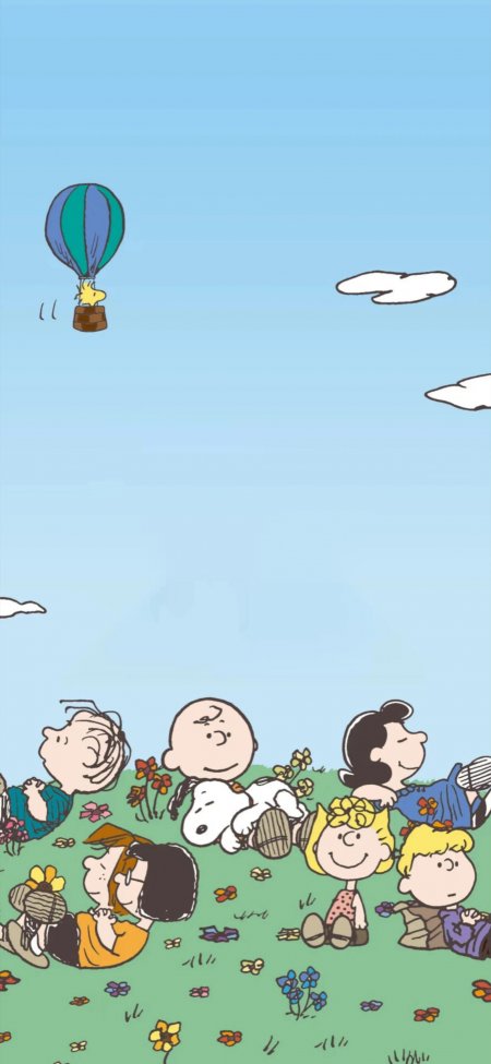 史努比查理布朗草地躺平动漫手机壁纸