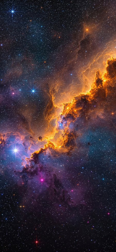 橙紫星云璀璨宇宙梦幻太空手机壁纸