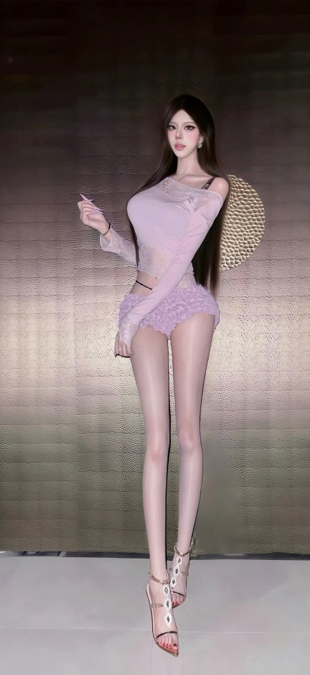 紫色蕾丝套装长腿甜美美女手机壁纸