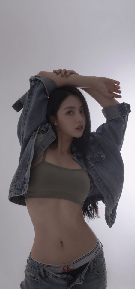 牛仔外套运动风酷飒美女手机壁纸