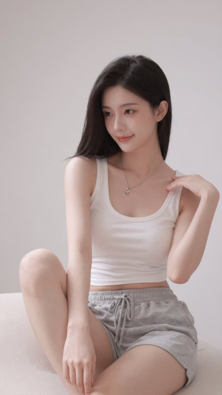 清新吊带居家甜美长发美女手机壁纸