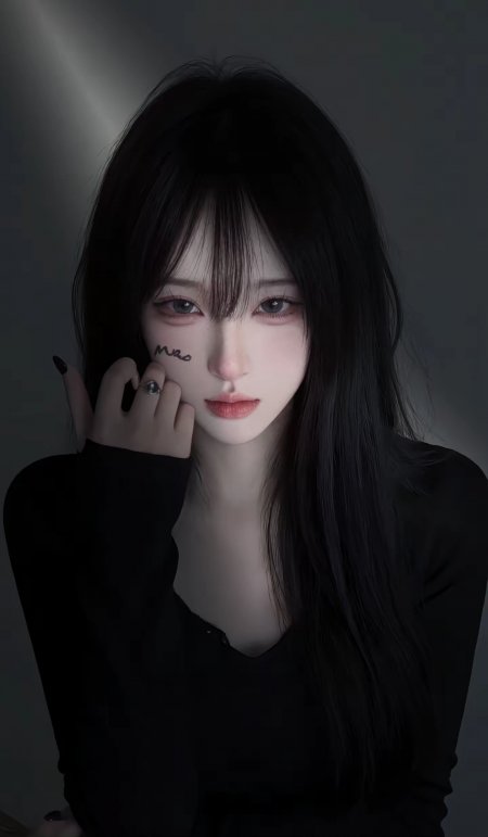 暗黑系黑发冷艳少女动漫手机壁纸