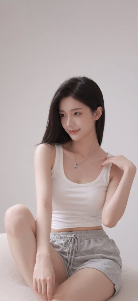 白背心简约居家微笑美女手机壁纸