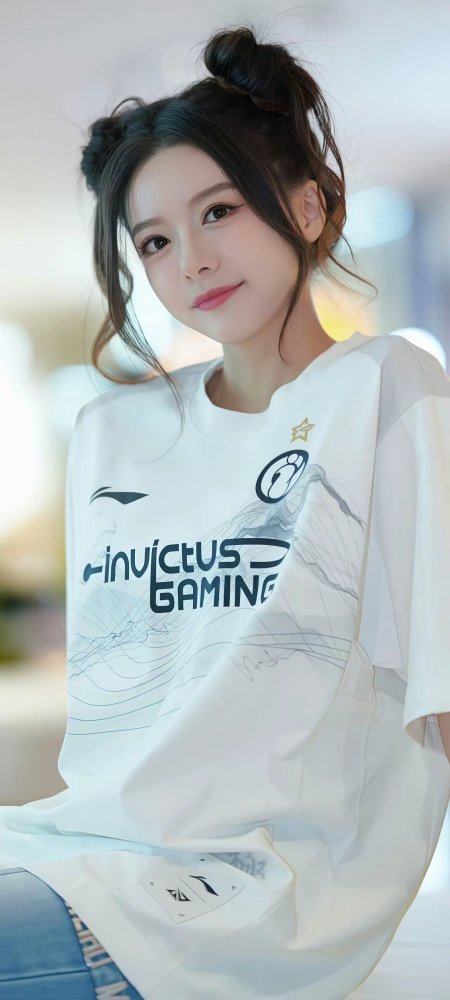 双丸子头电竞队服清纯美女手机壁纸