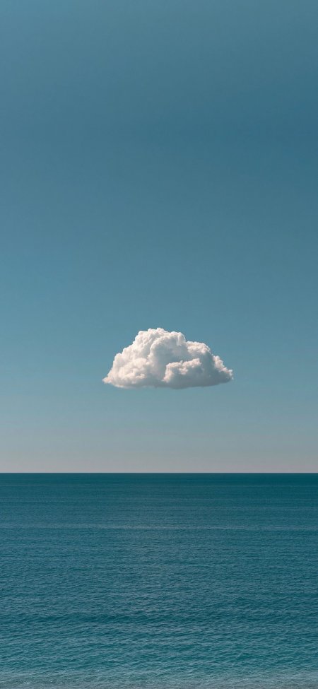 蓝天孤云平静海面治愈风景手机壁纸