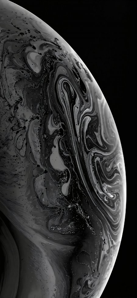 黑白流体星球抽象质感创意手机壁纸
