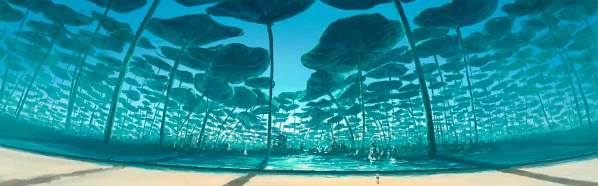 巨型伞叶异星森林渺小旅人科幻电脑壁纸