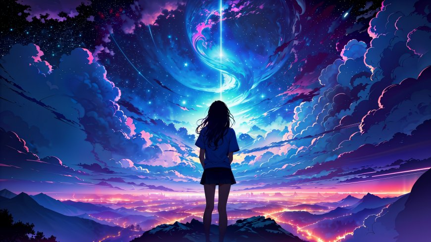星空梦境奇幻少女二次元动漫电脑壁纸