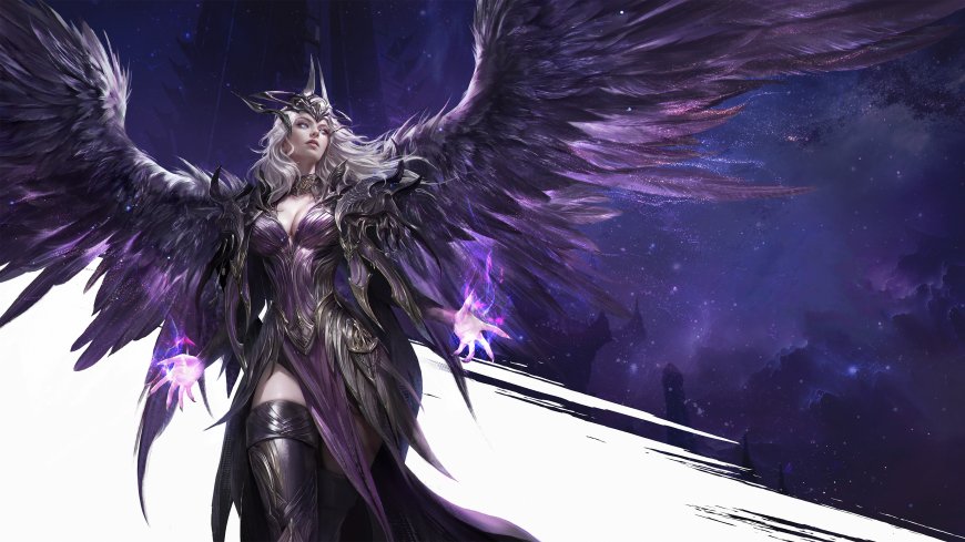 暗翼堕天使紫焰魔法少女游戏电脑壁纸