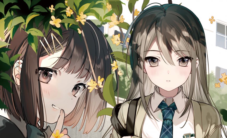 金桂校园双制服少女清新日常二次元动漫电脑壁纸