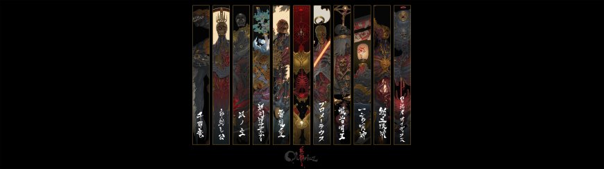 暗黑神话十二神明长卷手绘群像二次元动漫电脑壁纸