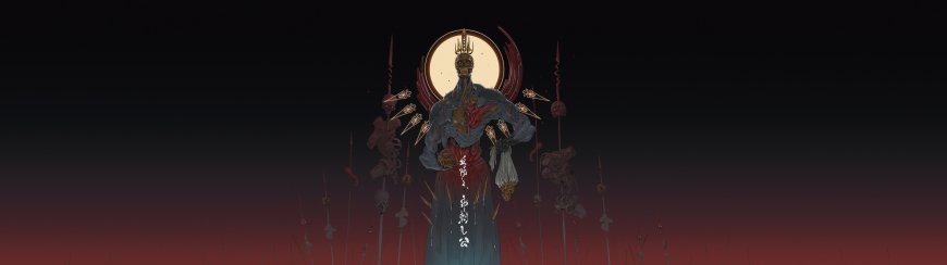 暗黑骷髅神明血月长枪背景手绘创意电脑壁纸