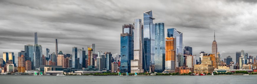 纽约曼哈顿哈德逊广场摩天大楼群风景电脑壁纸