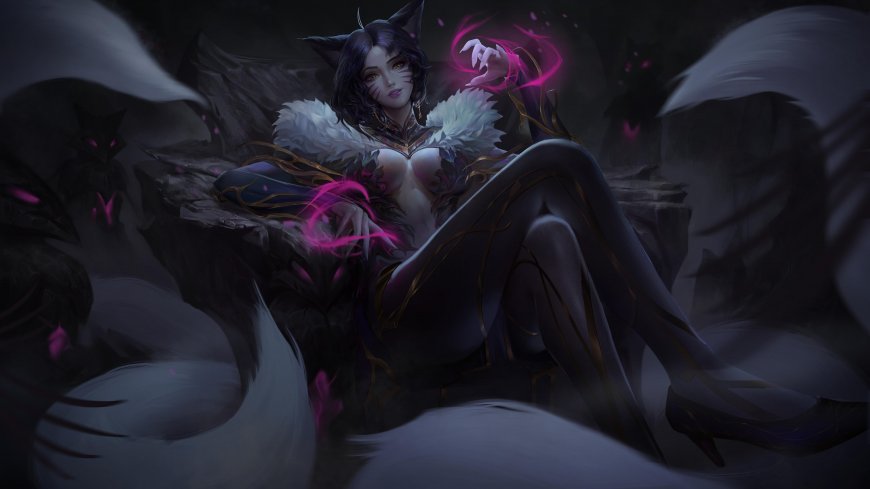 英雄联盟阿狸暗黑魔女九尾少女游戏电脑壁纸