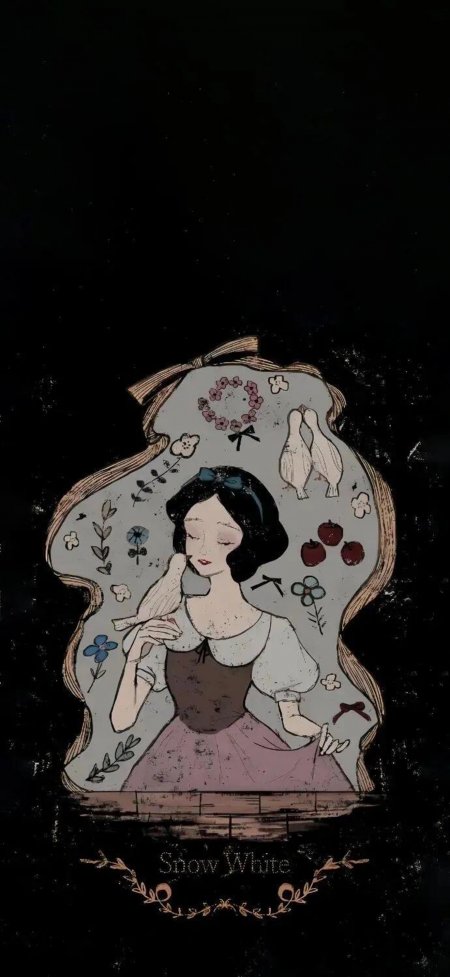 迪士尼白雪公主复古插画动漫手机壁纸