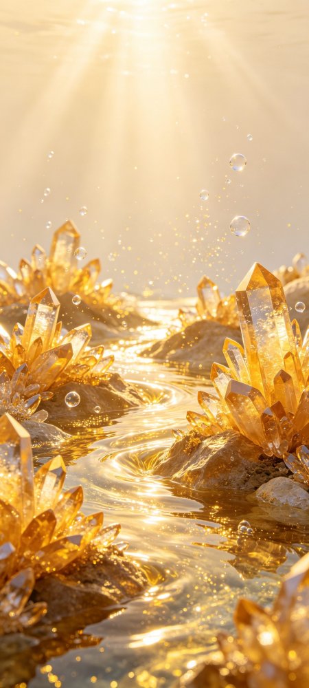金色水晶阳光梦幻治愈创意手机壁纸