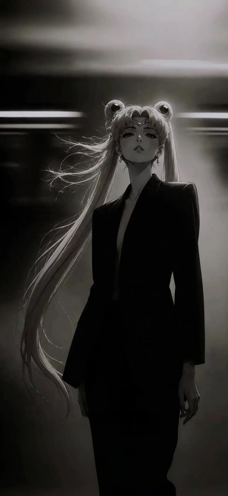 美少女战士黑白西装酷飒动漫手机壁纸