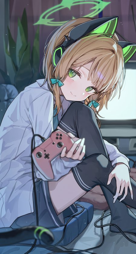 碧蓝档案绿手持手柄少女游戏手机壁纸