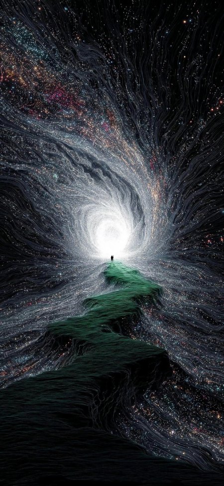 绿径背影迈向星河隧道创意手机壁纸