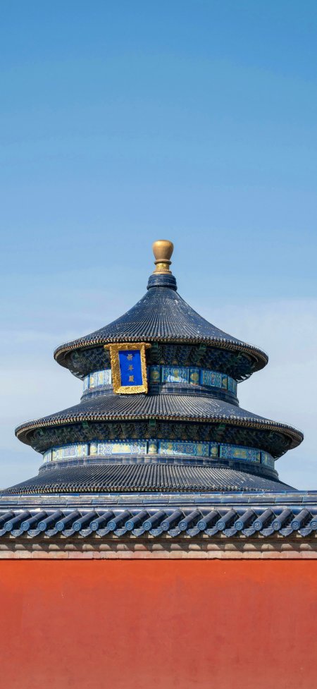 北京天坛祈年殿蓝瓦红墙风景手机壁纸