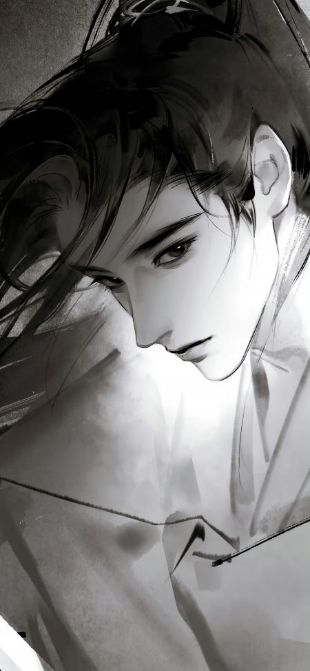 水墨古风美男黑白意境动漫手机壁纸