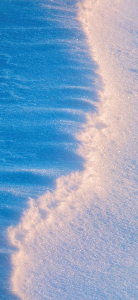 雪地暖金冷蓝光影纹理风景 手机壁纸