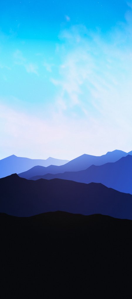 深蓝渐变层叠山峦简约风景手机壁纸