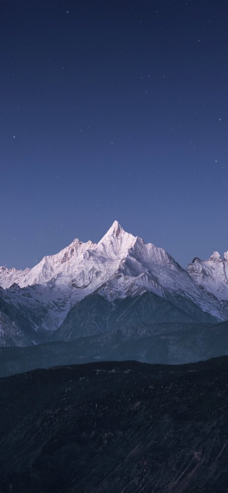 星空雪山巅峰夜景壮丽风景手机壁纸
