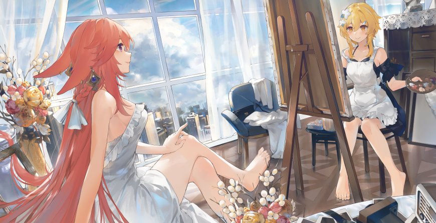 原神八重神子荧艺术工作室绘画少女动漫电脑壁纸