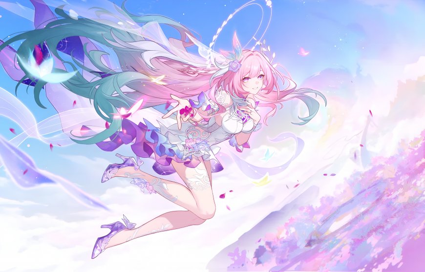 崩坏3爱莉希雅伸手粉发天空少女动漫电脑壁纸