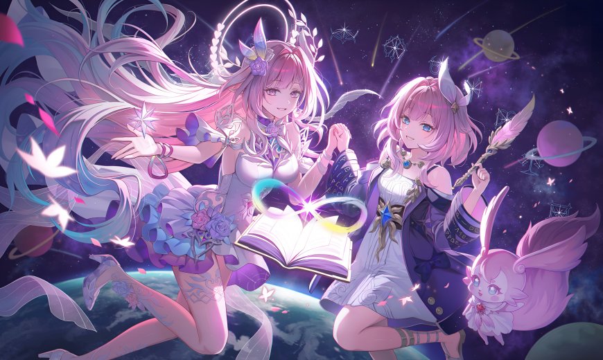 崩坏3爱莉希雅双形态星空牵手少女动漫电脑壁纸
