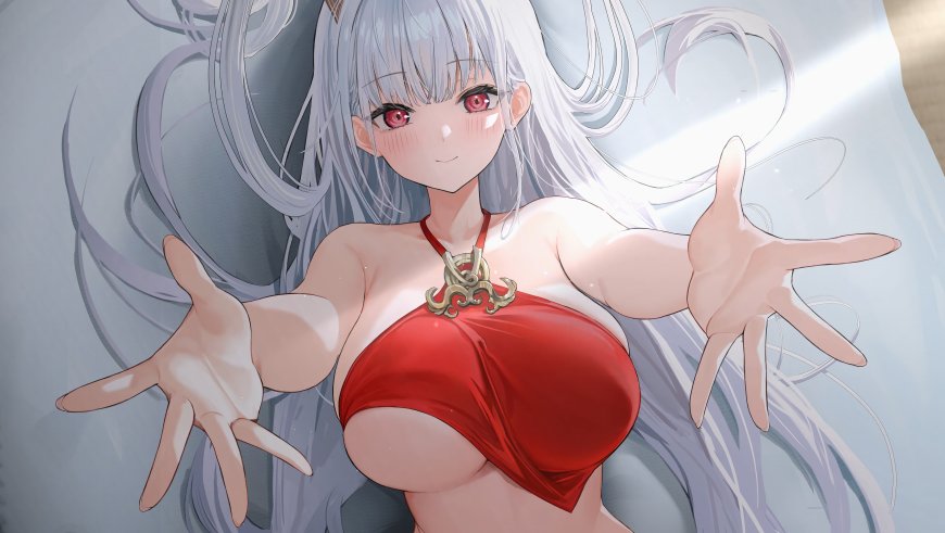 原神申鹤银发红瞳躺姿少女动漫电脑壁纸