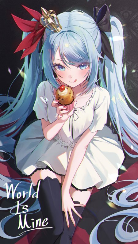 初音未来王冠纸杯蛋糕动漫手机壁纸