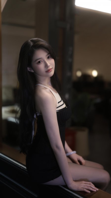 暗调回眸长发美女人物手机壁纸